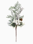 Новогодняя ветка декоративная «Зимнее волшебство. Очарование», пластик, шишка, шарики, зелень, 22 см  (артикул 5046940)  большой выбор товаров оптом и в розницу по низким ценам с доставкой