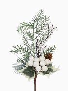 Новогодняя ветка декоративная «Зимнее волшебство. Очарование», пластик, шишка, шарики, зелень, 22 см  (артикул 5046940)  большой выбор товаров оптом и в розницу по низким ценам с доставкой