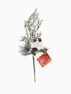 Новогодняя ветка декоративная «Зимнее волшебство. Очарование», пластик, шишка, шарики, зелень, 22 см  (артикул 5046940)  большой выбор товаров оптом и в розницу по низким ценам с доставкой