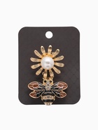 Зажим для кардигана «Пчела», цвет чёрно-белый в золоте - Фото 5