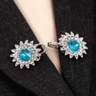 Зажим для кардигана пришивной «Омега», цвет бело-голубой в серебре - Фото 2