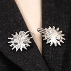 Зажим для кардигана пришивной «Омега», цвет бело-голубой в серебре - Фото 3