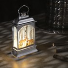 Светодиодная фигура «Серебристый фонарь с оленями» 7 × 13 × 3.5 см, пластик, батарейки AG13х3, свечение тёплое белое - фото 2912358