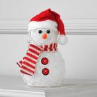 Фигура светодиодная "Снеговик с красными пуговицами", 20х12х12 см, от батареек, Т/БЕЛЫЙ - Фото 4