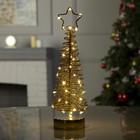 Светодиодная фигура «Ёлка плетёная» 8 × 30 × 8 см, металл, батарейки АААх3 (не в комплекте), свечение тёплое белое - Фото 2