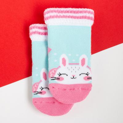 Носки новогодние детские Крошка Я «Зайчик», голубые, 10-12 см