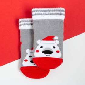 Носки новогодние детские Крошка Я «Мишка», цвет серый, 8-10 см