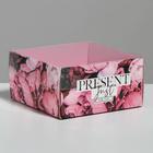 Коробка под бенто-торт с PVC крышкой, кондитерская упаковка «Present», 12 х 6 х 11.5 см - фото 298649941