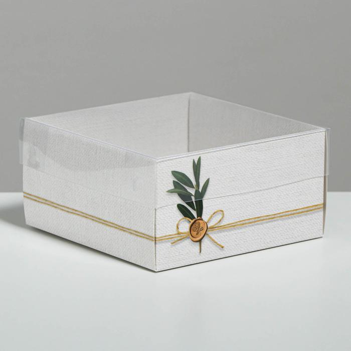 Коробка для кондитерских изделий с PVC крышкой «Эко», 11.5 х 11.5 х 6 см