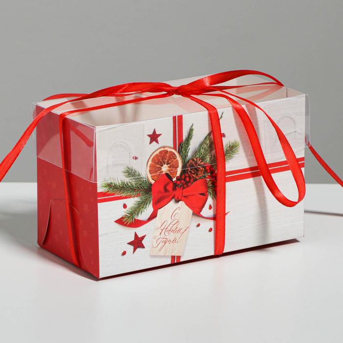Коробка для капкейка «С Новым годом!», 16 × 8 × 10 см