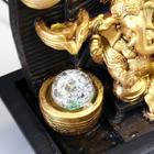 Фонтан настольный от сети, подсветка "Золотой Ганеша в лотосе у водопада" 28х19х19 см - фото 21109496