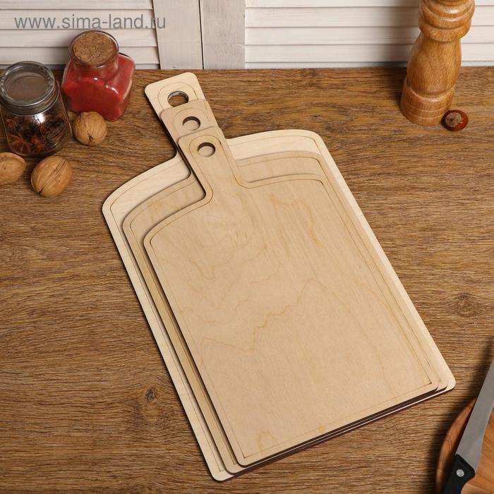 Набор досок разделочных двухсторонних, цилиндровых, с ручкой, 3 штуки - Фото 1