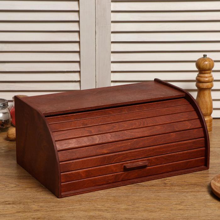 Хлебница деревянная "Буханка", прозрачный лак, цвет красное дерево, 38×24.5×16.5 см - Фото 1