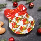 Блюдо стеклянное сервировочное Доляна «Бант. Рождественские птицы», 18,5×13 см - Фото 2