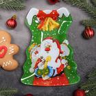 Блюдо стеклянное сервировочное Доляна «Ёлочка с бантом. Новогодние поздравления», 21×16 см - Фото 1