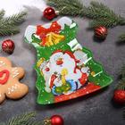 Блюдо стеклянное сервировочное Доляна «Ёлочка с бантом. Новогодние поздравления», 21×16 см - Фото 2