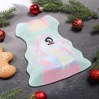 Блюдо стеклянное сервировочное Доляна «Ёлочка с бантом. Новогодние поздравления», 21×16 см - Фото 3