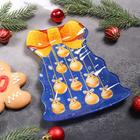 Блюдо стеклянное сервировочное Доляна «Ёлочка с бантом. Золотой бант», 21×16 см - Фото 2