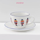 Сервиз чайный Доляна «Емеля», 12 предметов: 6 чашек 280 мл, 6 блюдец d=15 см, фарфор, белый - Фото 2