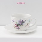 Сервиз фарфоровый чайный Доляна «Лаванда», 12 предметов: 6 чашек 250 мл, 6 блюдец d=15 см, цвет белый - Фото 2