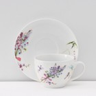 Сервиз чайный Доляна «Лаванда», 12 предметов: 6 чашек 250 мл, 6 блюдец d=15 см, фарфор, белый - Фото 3
