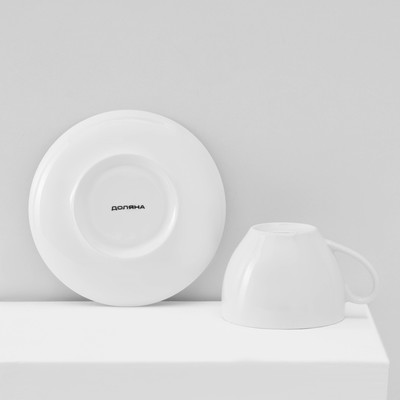 Сервиз чайный Доляна «Лаванда», 12 предметов: 6 чашек 250 мл, 6 блюдец d=15 см, фарфор, белый