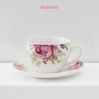 Сервиз фарфоровый чайный Доляна «Роза», 12 предметов: чашка 250 мл, блюдце d=15 см - Фото 2