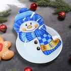 Блюдо стеклянное сервировочное Доляна «Снеговику тепло», 25×16,5 см - Фото 2