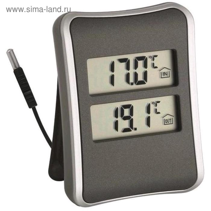 Термометр TFA 30.1044, цифровой, измерение внутри/снаружи помещения, выносной датчик, 2хААА, - Фото 1
