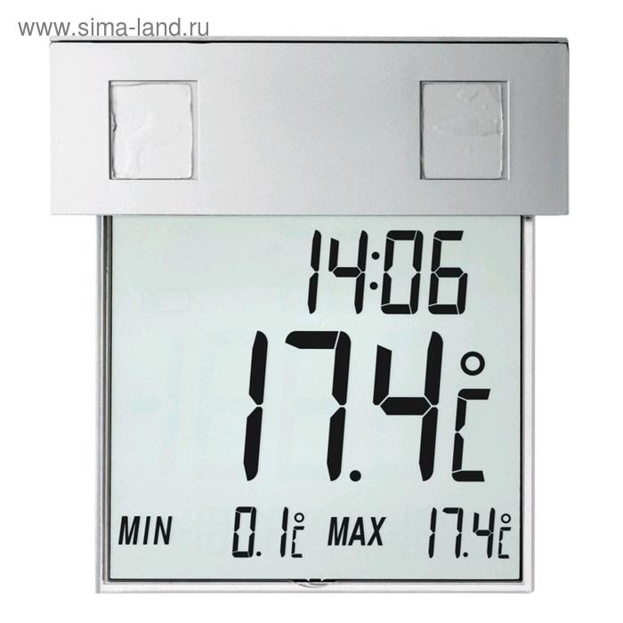 Термометр TFA "Vision Solar" 30.1035, цифровой, оконный, от солнечной батареи, серебристый - Фото 1