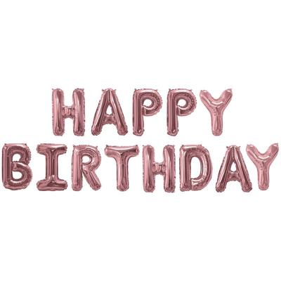 Набор шаров-букв 16" Happy Birthday, розовое золото