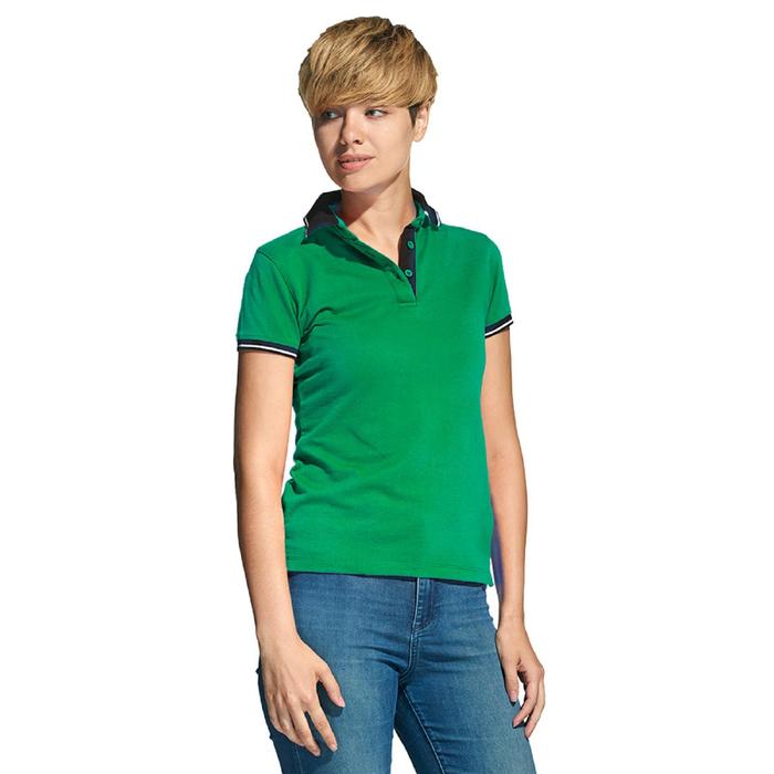 Рубашка поло женская, размер L, цвет зелёный, чёрный