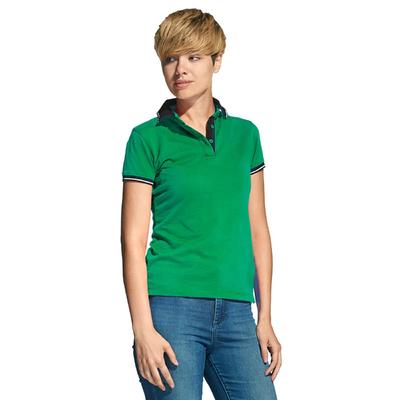 Поло женское с контрастными деталями Stan 04CW, размер XS, цвет зелёный, чёрный
