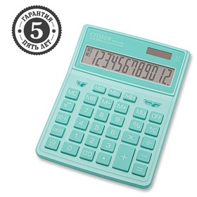 Калькулятор настольный Citizen 'SDC-444XRGNE', 12-разрядный, 155 х 204 х 33 мм, двойное питание, бирюзовый