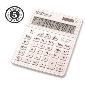 Калькулятор настольный Citizen "SDC-444XRWHE", 12-разрядный, 155 х 204 х 33 мм, двойное питание, белый