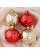 Ёлочные игрушки «Оливия», шары новогодние, d=6 см, набор 4 шт., красный/золотистый - Фото 3