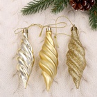 Ёлочные игрушки 6 шт. «Сосулька блестящая», 3×10 см, золото - Фото 1