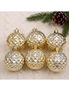 Ёлочные игрушки «Объёмная сеточка», шары новогодние, d=6 см, набор 6 шт., золотистый - Фото 3
