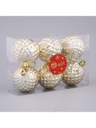 Ёлочные игрушки «Объёмная сеточка», шары новогодние, d=6 см, набор 6 шт., золотистый - Фото 4