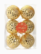 Ёлочные игрушки «Объёмная сеточка», шары новогодние, d=6 см, набор 6 шт., золотистый - Фото 6