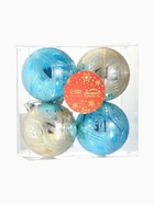 Ёлочные игрушки «Цветение», шары новогодние, d=6 см, набор 4 шт., золотисто-голубой 4941937