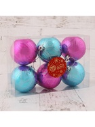 Ёлочные игрушки «Цветение», шары новогодние, d=6 см, набор 6 шт., розовый голубой - Фото 3