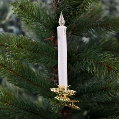 Украшение ёлочное "Новогодняя свеча" 1,5х11 см (набор 2 шт) белый