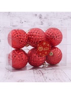 Ёлочные игрушки «Объёмная сеточка», шары новогодние, d=6 см, набор 6 шт., красный - Фото 4