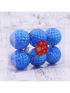 Ёлочные игрушки «Сетка», шары новогодние, набор 6 шт., d=6 см, синий - Фото 4