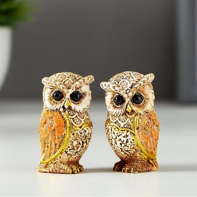 Фигурка полистоун «Филин беж с оранжевыми крыльями», 5×2.8×3 см, МИКС