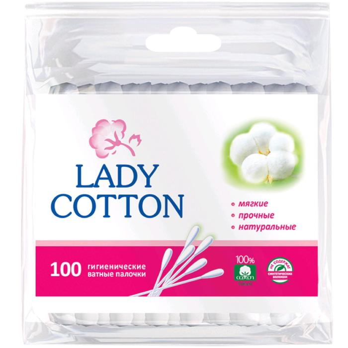 Ватные палочки Lady Cotton в полиэтиленовом пакете, 100 шт - Фото 1