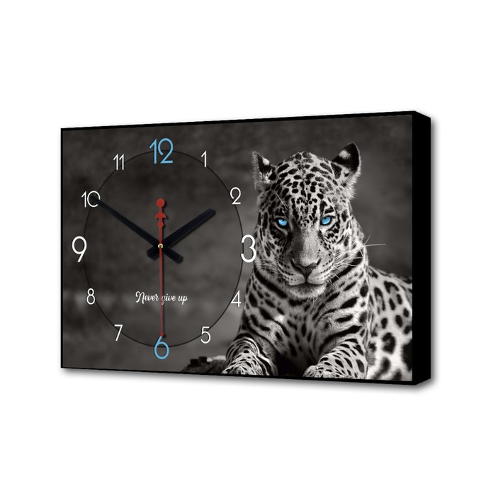Часы-картина настенные, интерьерные &quot;Леопард&quot;, плавный ход, 57 х 35 х 4 см