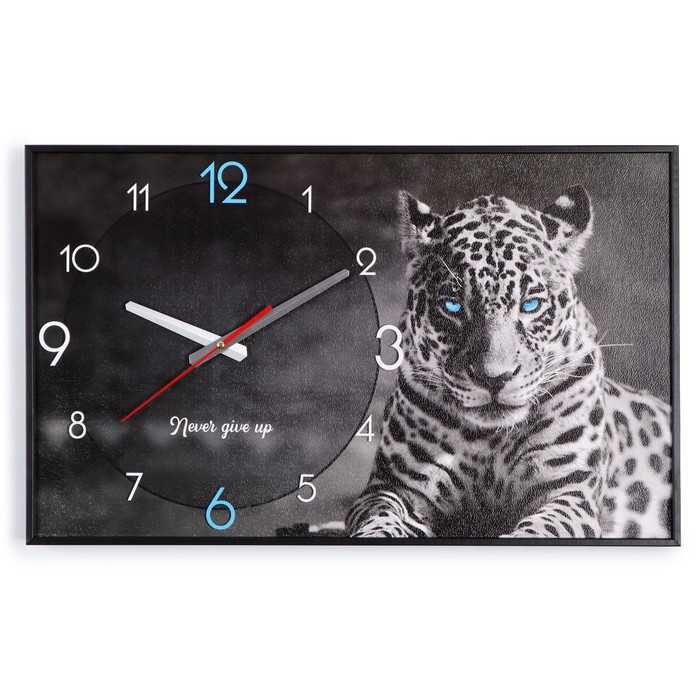 Часы-картина настенные, интерьерные "Леопард", плавный ход, 57 х 35 х 4 см - фото 1926108966