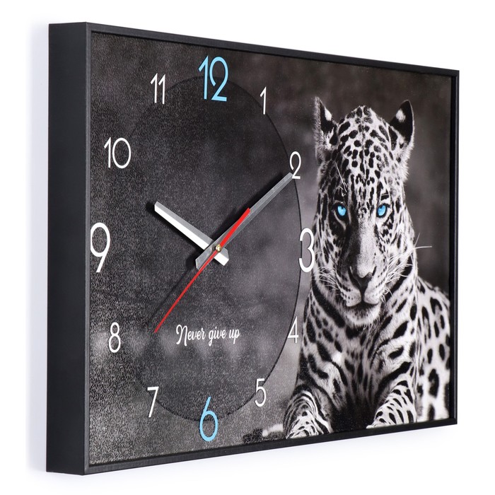 Часы-картина настенные, интерьерные "Леопард", плавный ход, 57 х 35 х 4 см - фото 1926108967